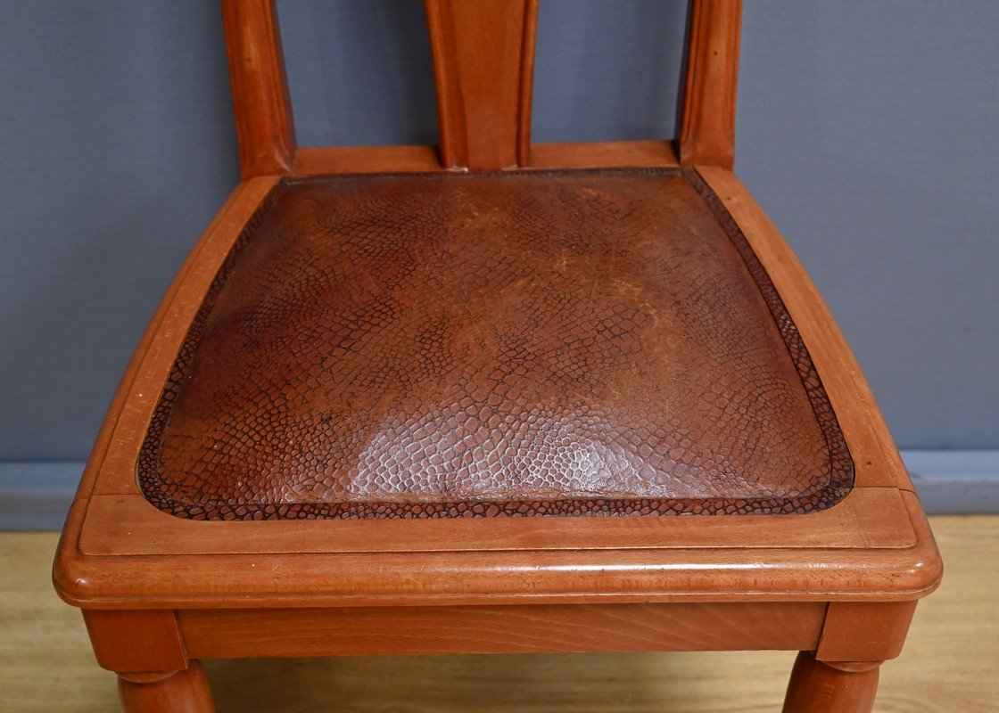 Set Of 4 Stained Beech Chairs, Art Deco – 1910-photo-6