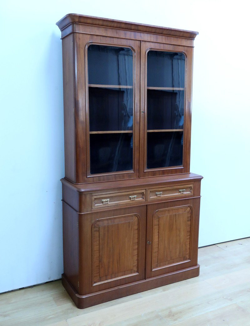 Victorian Mahogany Two-body Bookcase, England – Mid-19th Century-photo-2