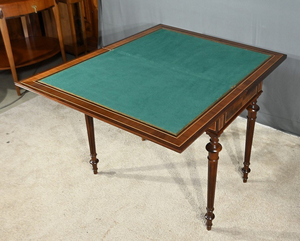 Marquetry System Table, Louis XVI Style – 2nd Half Of The 19th Century-photo-3