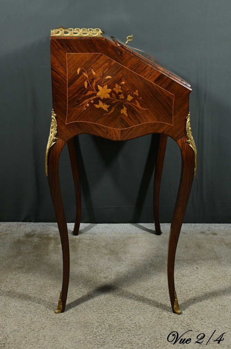 Small Rosewood Lady's Desk, Louis XV Style – Part 2 Of The 19th Century-photo-5