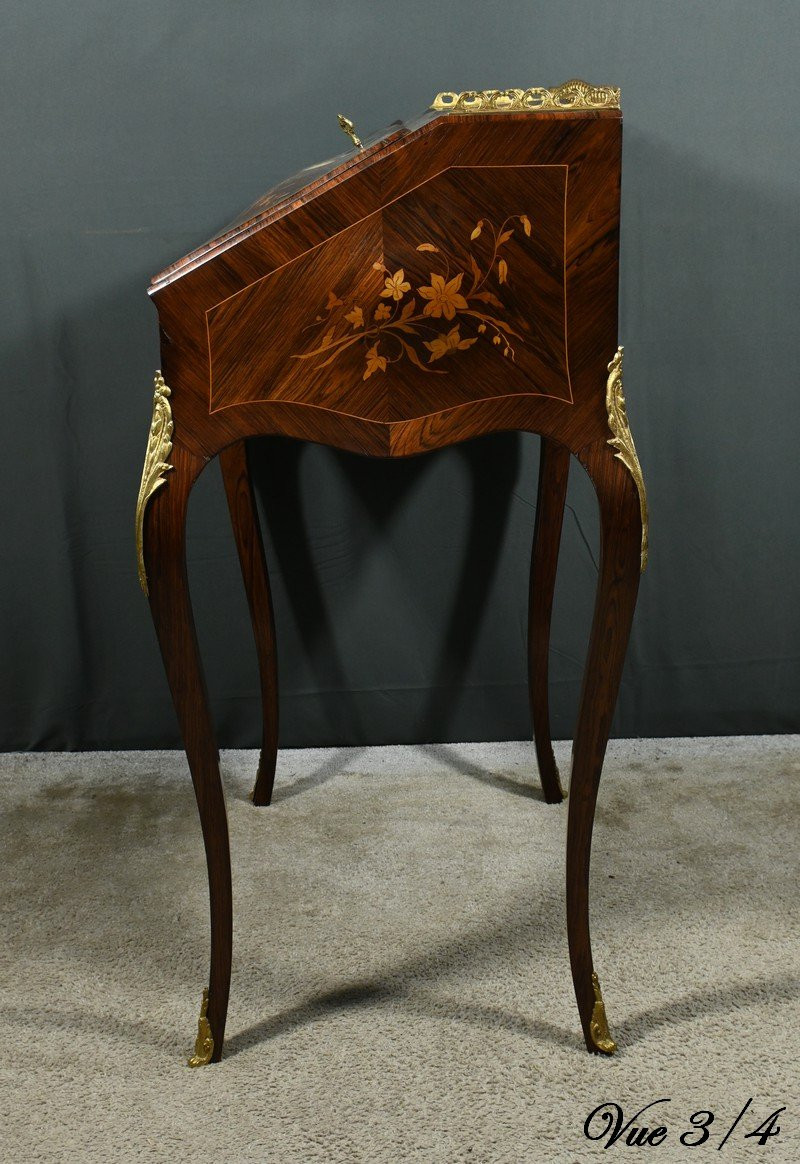 Small Rosewood Lady's Desk, Louis XV Style – Part 2 Of The 19th Century-photo-6