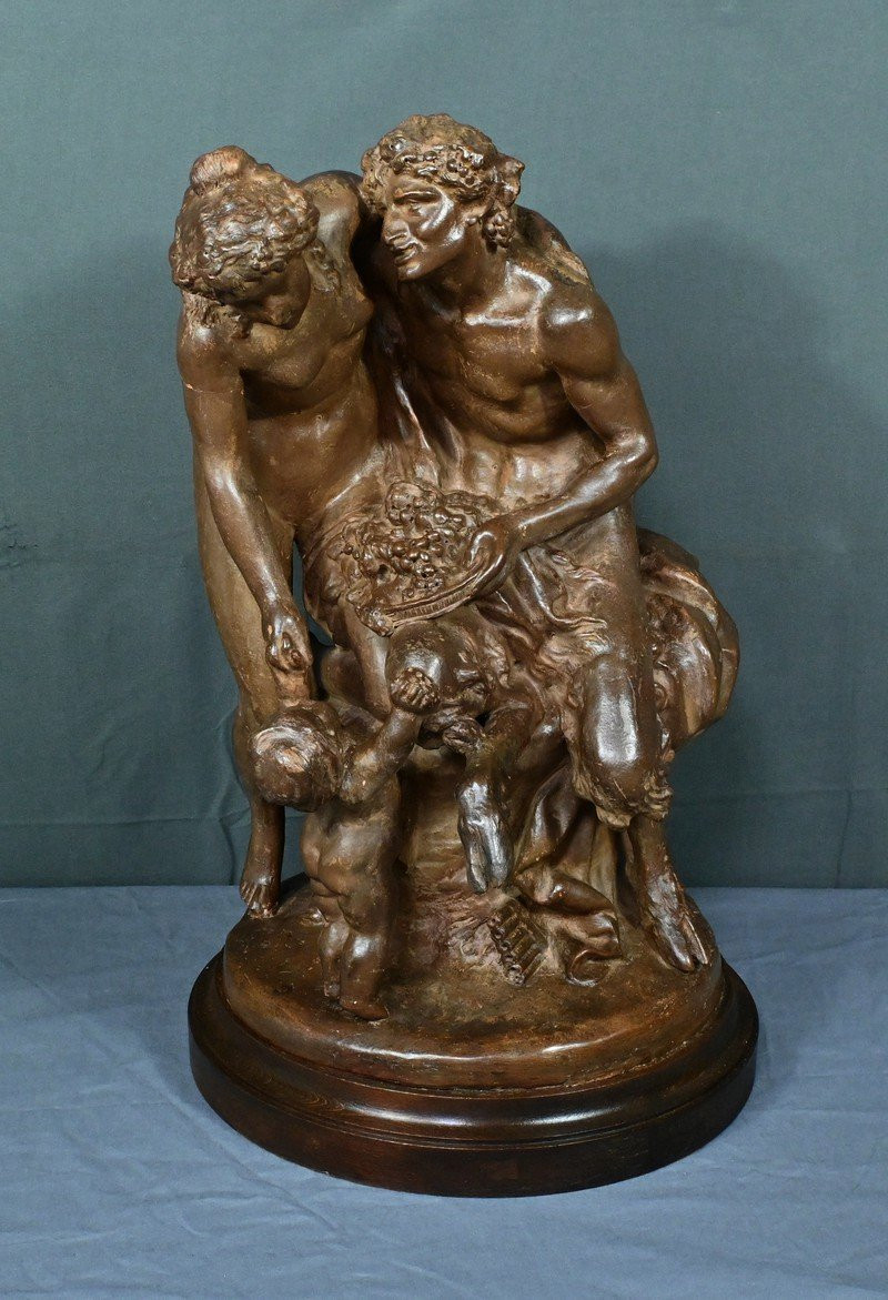 Sculpture en Terre Cuite « La Famille du Faune », d’après Clodion – fin XIXe-photo-3