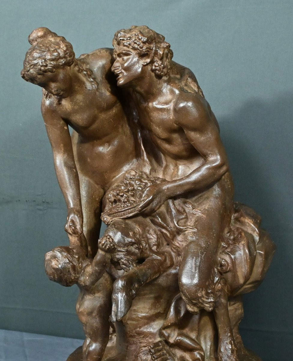 Sculpture en Terre Cuite « La Famille du Faune », d’après Clodion – fin XIXe-photo-2