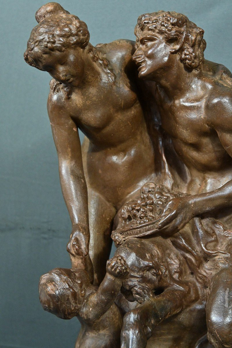 Sculpture en Terre Cuite « La Famille du Faune », d’après Clodion – fin XIXe-photo-3