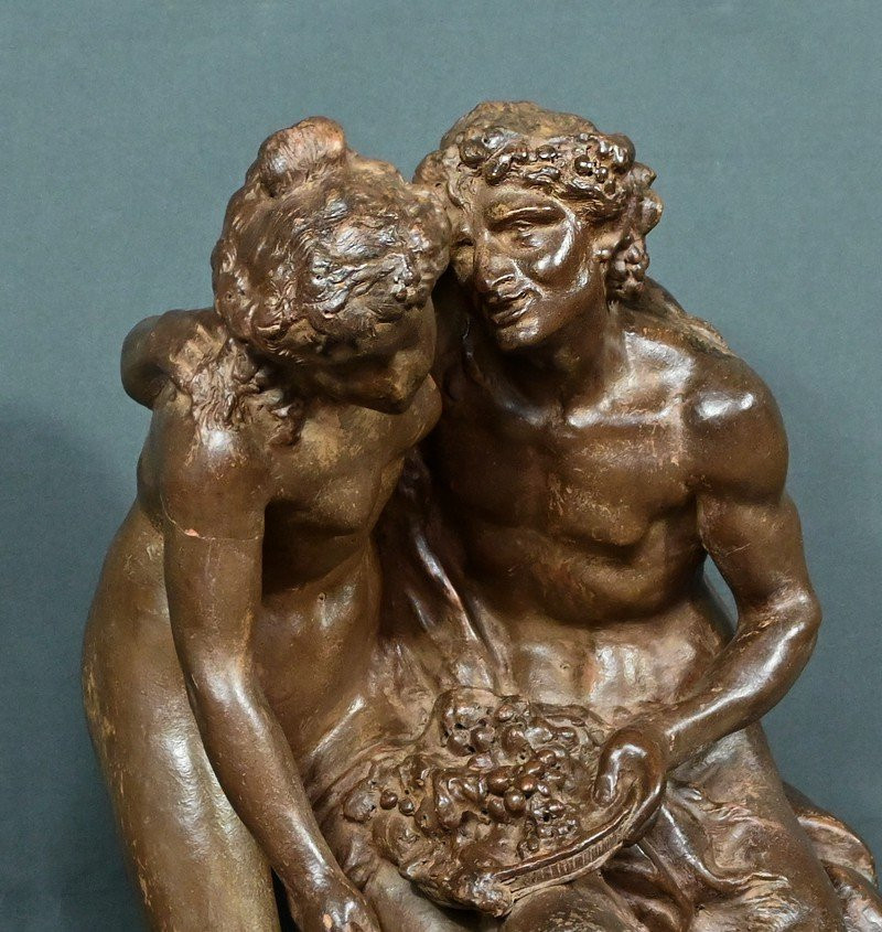 Sculpture en Terre Cuite « La Famille du Faune », d’après Clodion – fin XIXe-photo-4