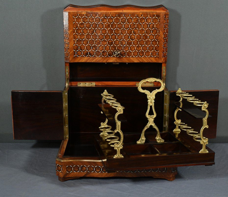 Marquetry Liqueur Cellar, Napoleon III Period – Mid-19th Century-photo-8