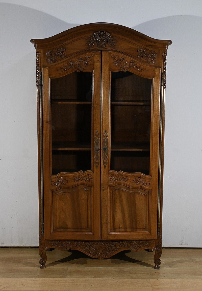 Bibliothèque Vitrine en Noyer, style Louis XV – Fin XIXe-photo-2