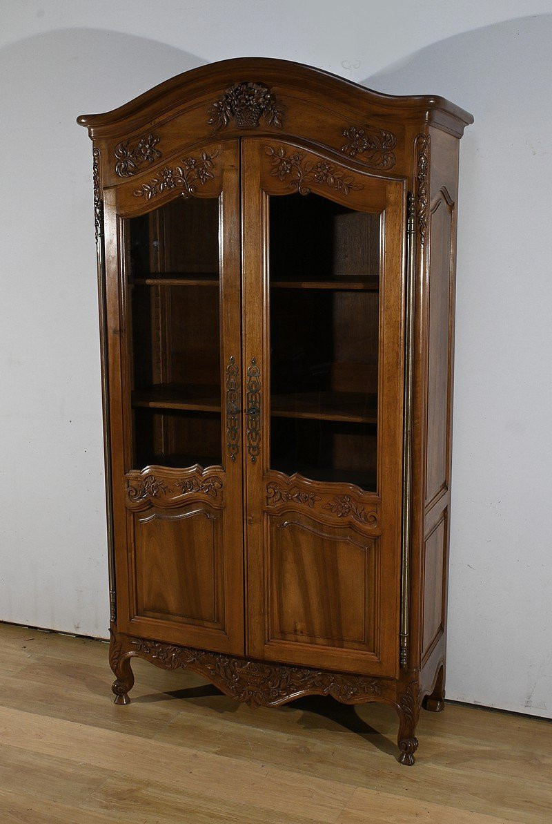Bibliothèque Vitrine en Noyer, style Louis XV – Fin XIXe-photo-3
