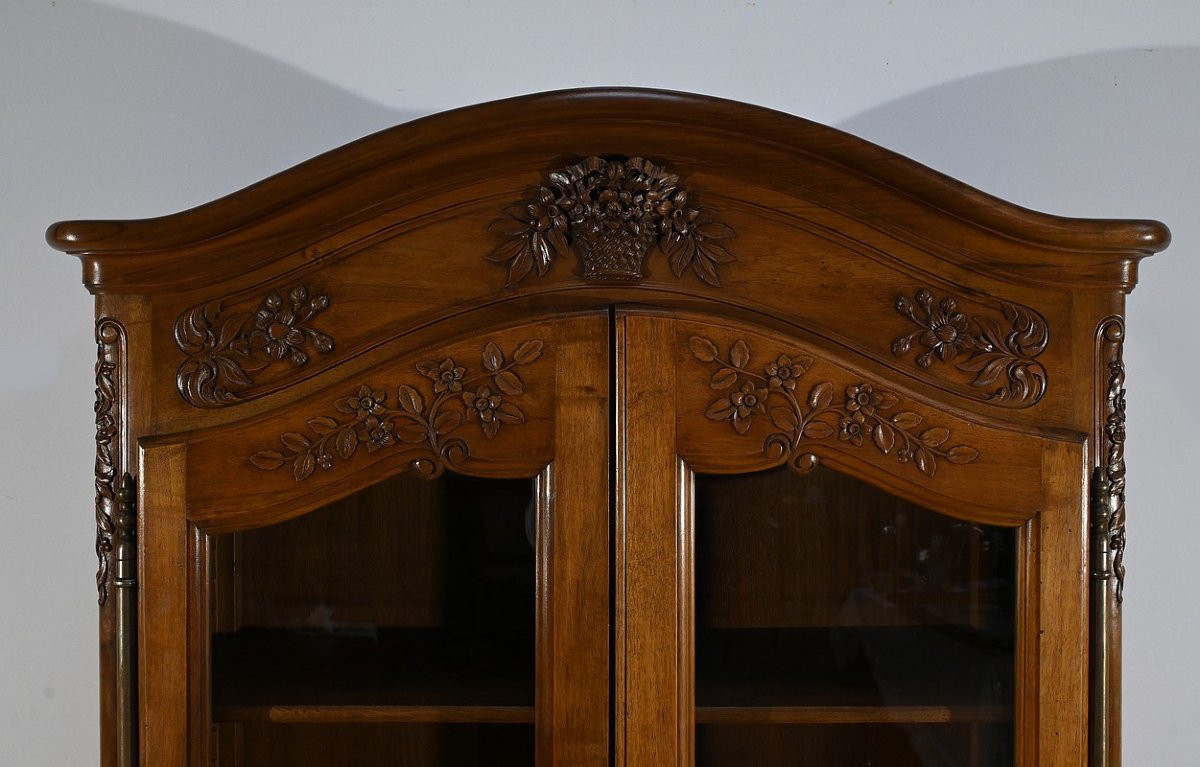 Bibliothèque Vitrine en Noyer, style Louis XV – Fin XIXe-photo-4