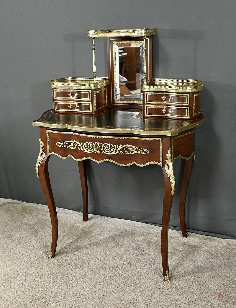 Small Mahogany Lady's Desk, Napoleon III Period – Part 2 Of The 19th Century-photo-3