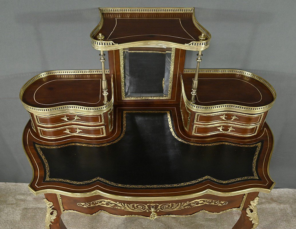 Small Mahogany Lady's Desk, Napoleon III Period – Part 2 Of The 19th Century-photo-3
