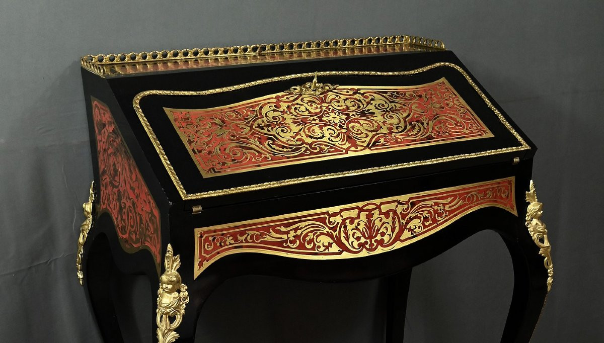 Bureau de Dame en Marqueterie « Boulle », Napoléon III – Milieu XIXe-photo-1