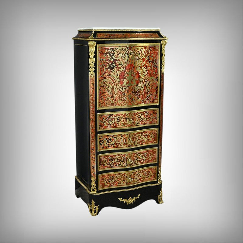 Secretary In “boulle” Marquetry, Napoleon III Period – Mid-19th Century-photo-2