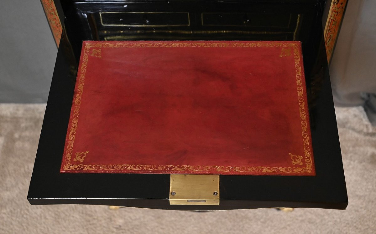 Secretary In “boulle” Marquetry, Napoleon III Period – Mid-19th Century-photo-3