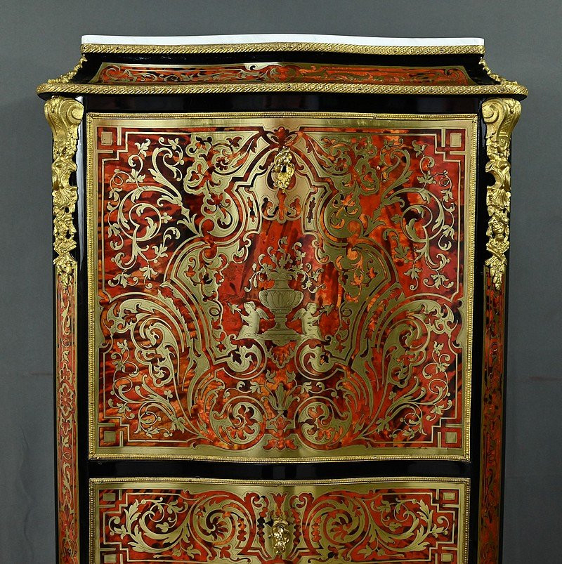 Secretary In “boulle” Marquetry, Napoleon III Period – Mid-19th Century-photo-7