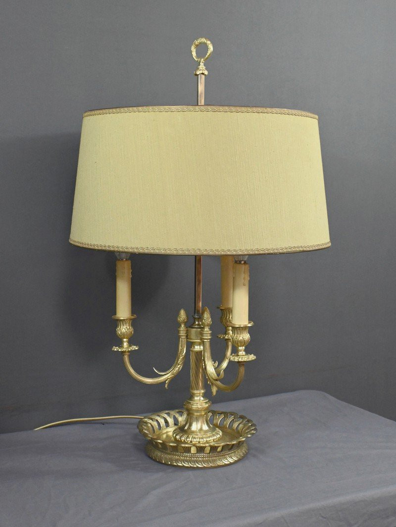 Grande Lampe Bouillotte en Bronze doré, style Louis XVI – 1re partie XXe-photo-2
