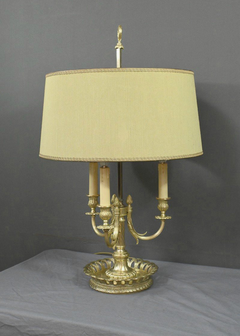 Grande Lampe Bouillotte en Bronze doré, style Louis XVI – 1re partie XXe-photo-3