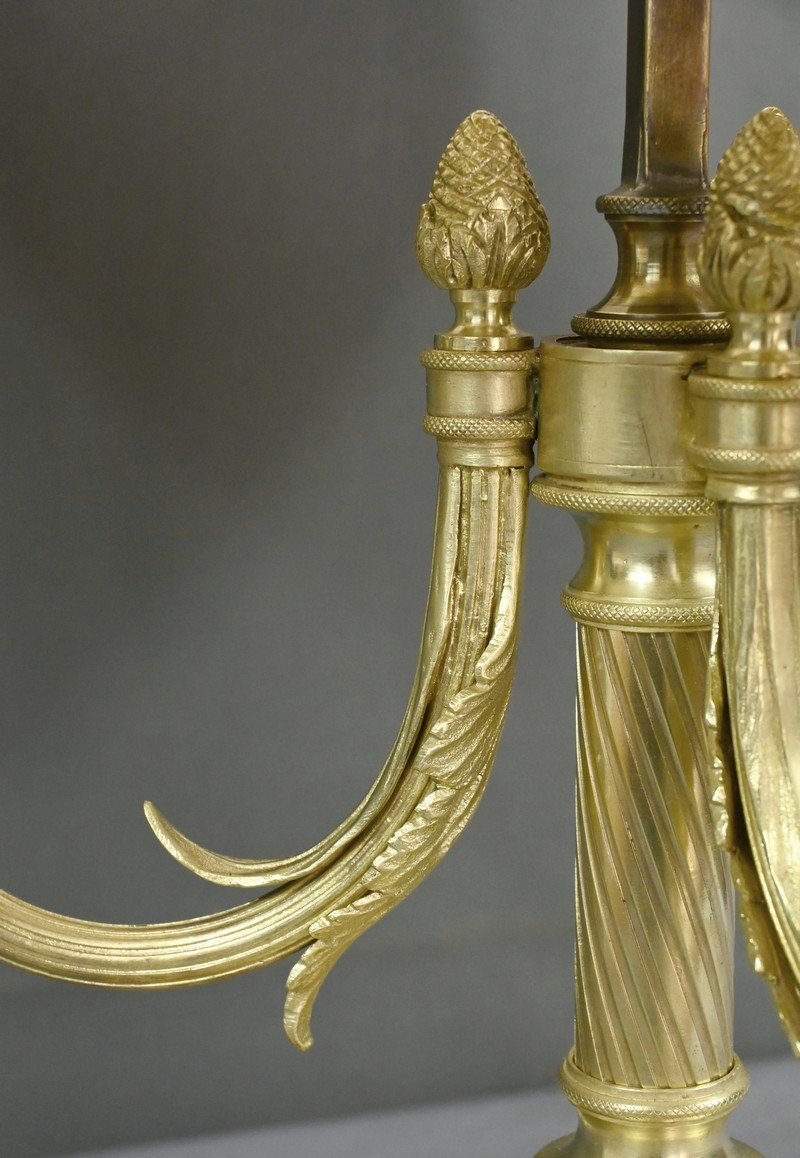 Grande Lampe Bouillotte en Bronze doré, style Louis XVI – 1re partie XXe-photo-8