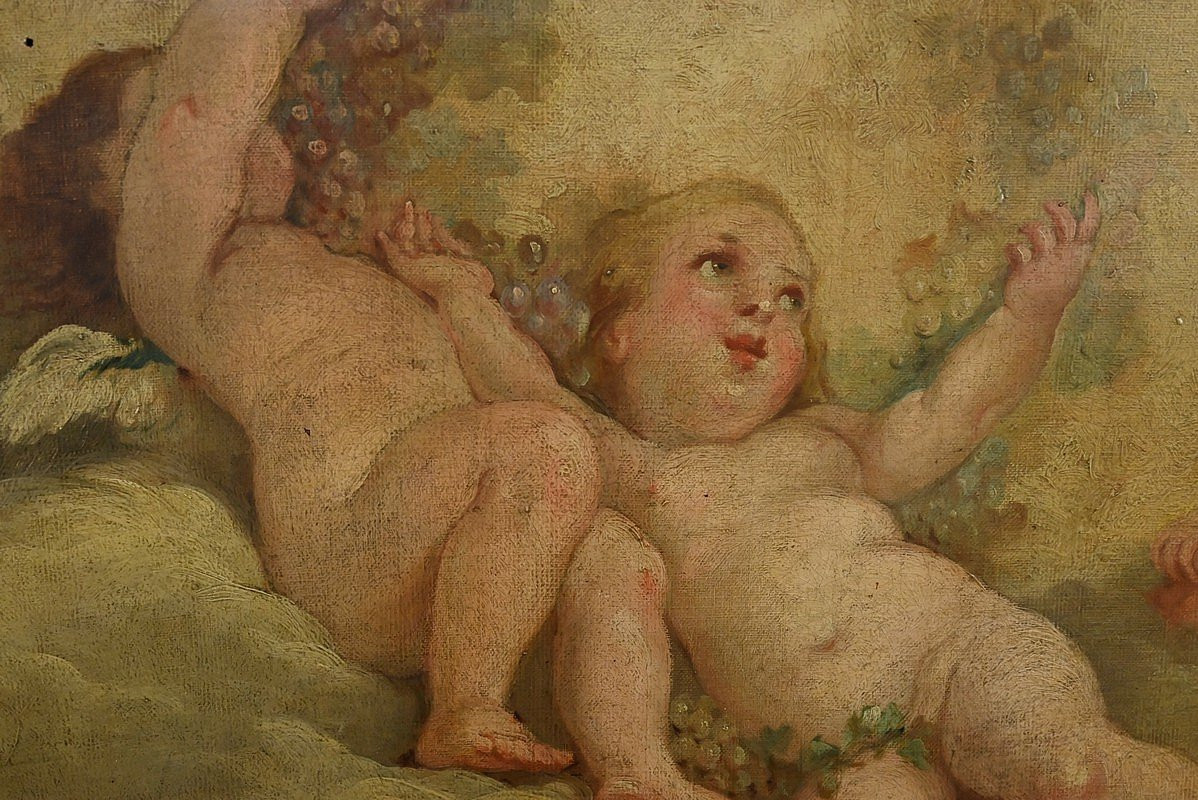 Painting "love In The Clouds" After Fragonard, 19th-century French School-photo-6