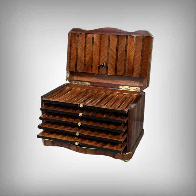Marquetry Cigar Humidor, Napoleon III Period – Mid-19th Century-photo-2