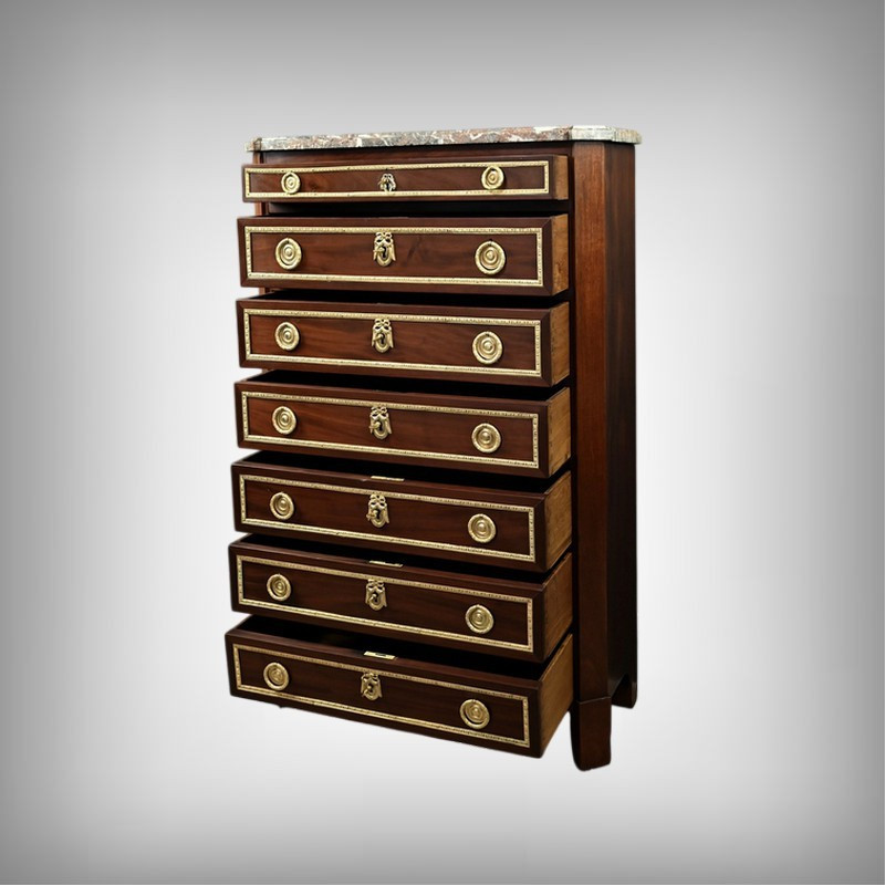 Semainier en placage d’Acajou, époque Louis XVI – Fin XVIIIe-photo-2