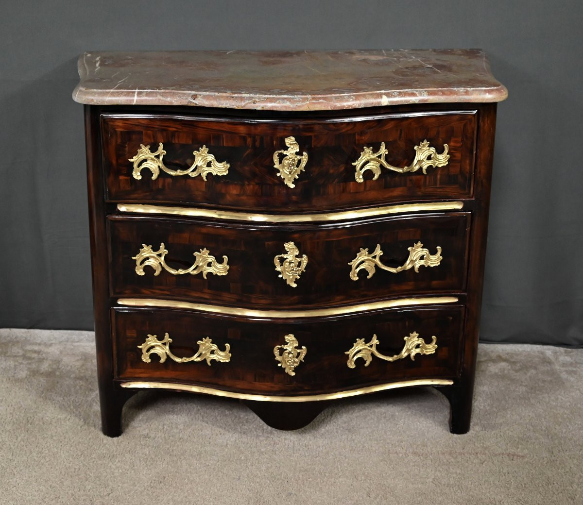 Commode en Marqueterie de Palissandre, époque Louis XIV – Début XVIIIe-photo-1