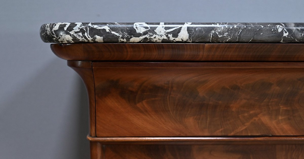 Mahogany And Burr Mahogany Secretary Desk, Restoration Period – First Part Of The 19th Century-photo-1