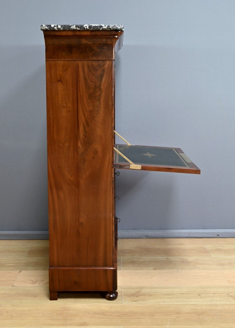 Mahogany And Burr Mahogany Secretary Desk, Restoration Period – First Part Of The 19th Century-photo-5