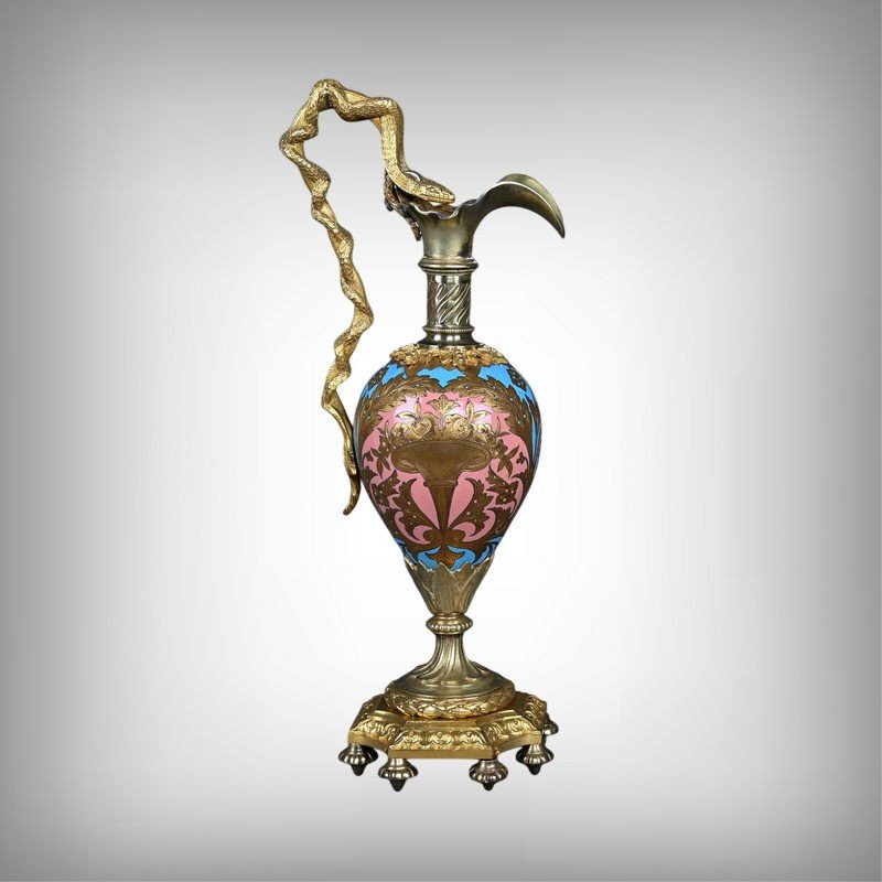 Paire d’Aiguières en Bronze & Émaux cloisonnés, époque Napoléon III – Milieu XIXe-photo-2
