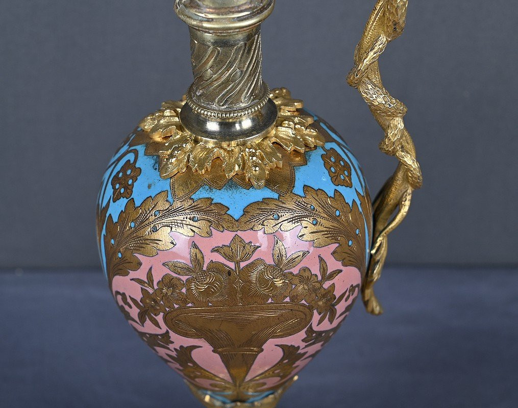 Paire d’Aiguières en Bronze & Émaux cloisonnés, époque Napoléon III – Milieu XIXe-photo-3