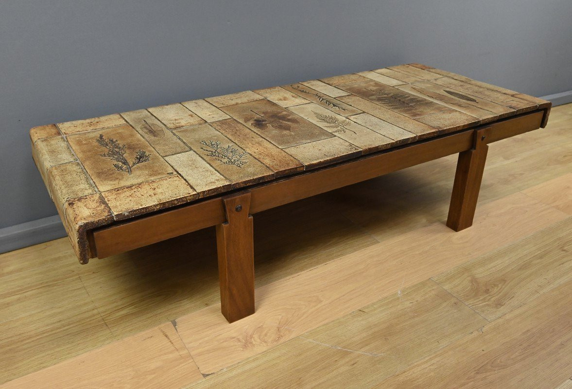 Coffee Table Signed R. Capron, Les Herbiers Collection, Vallauris – 1960-photo-3