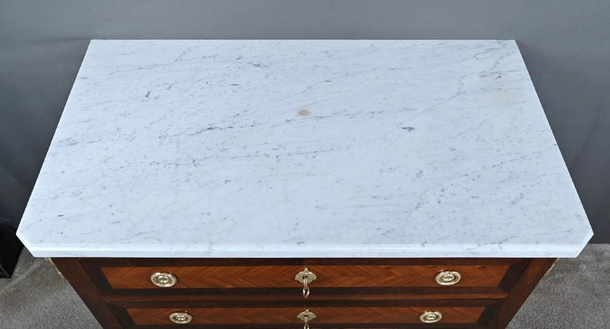 Louis XVI Style Marquetry Chest Of Drawers In Rosewood And Palisander – Late 19th Century-photo-1