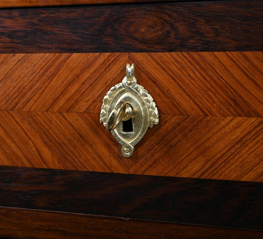 Louis XVI Style Marquetry Chest Of Drawers In Rosewood And Palisander – Late 19th Century-photo-4