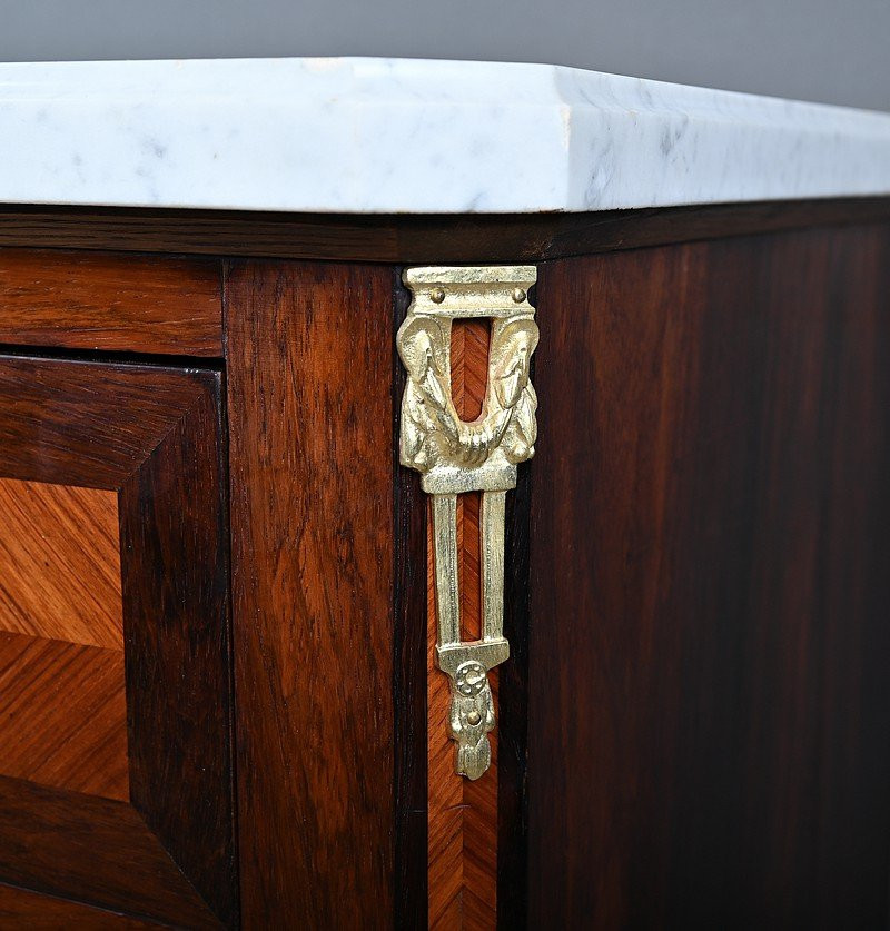 Louis XVI Style Marquetry Chest Of Drawers In Rosewood And Palisander – Late 19th Century-photo-5