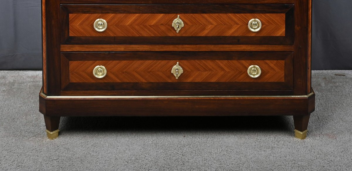 Louis XVI Style Marquetry Chest Of Drawers In Rosewood And Palisander – Late 19th Century-photo-6