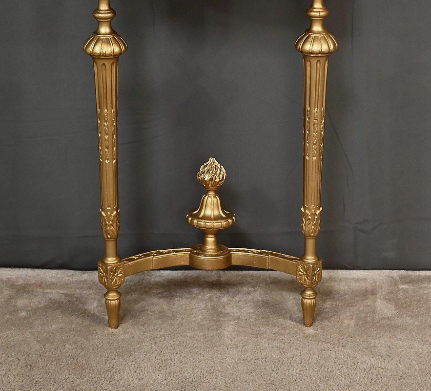 Petite Console Demi-lune en Marbre et Bois doré, style Louis XVI – XXe-photo-6