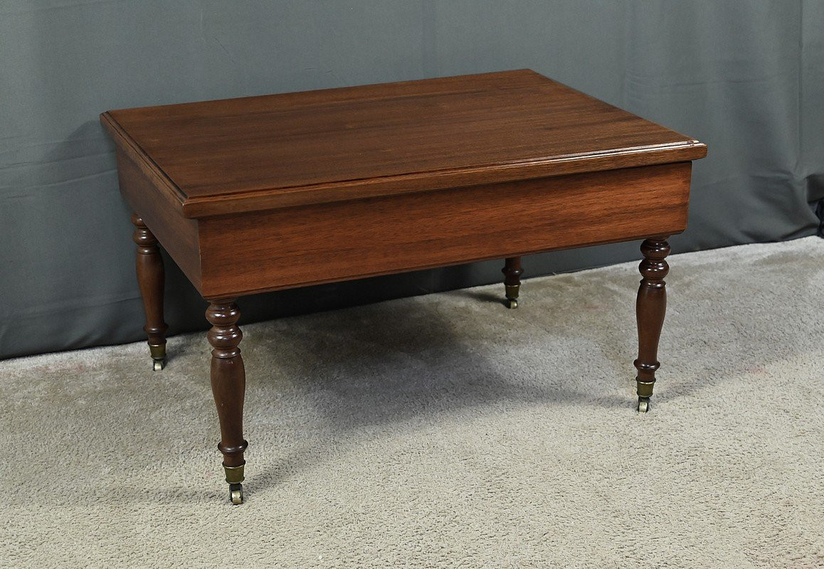 Rolling Coffee Table In Solid Mahogany, Louis-philippe Style – Late 19th Century-photo-2
