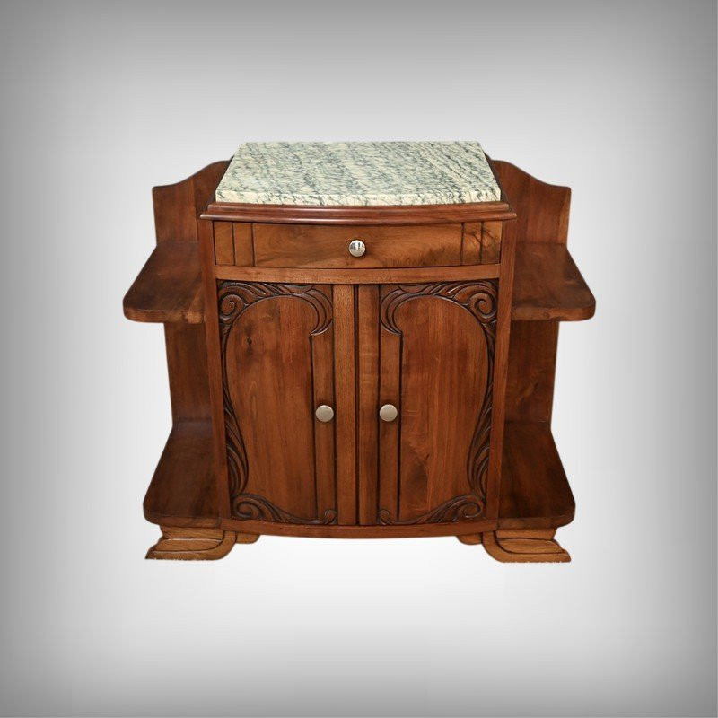 Pair Of Walnut Bedside Tables, Art Deco – 1920-photo-2