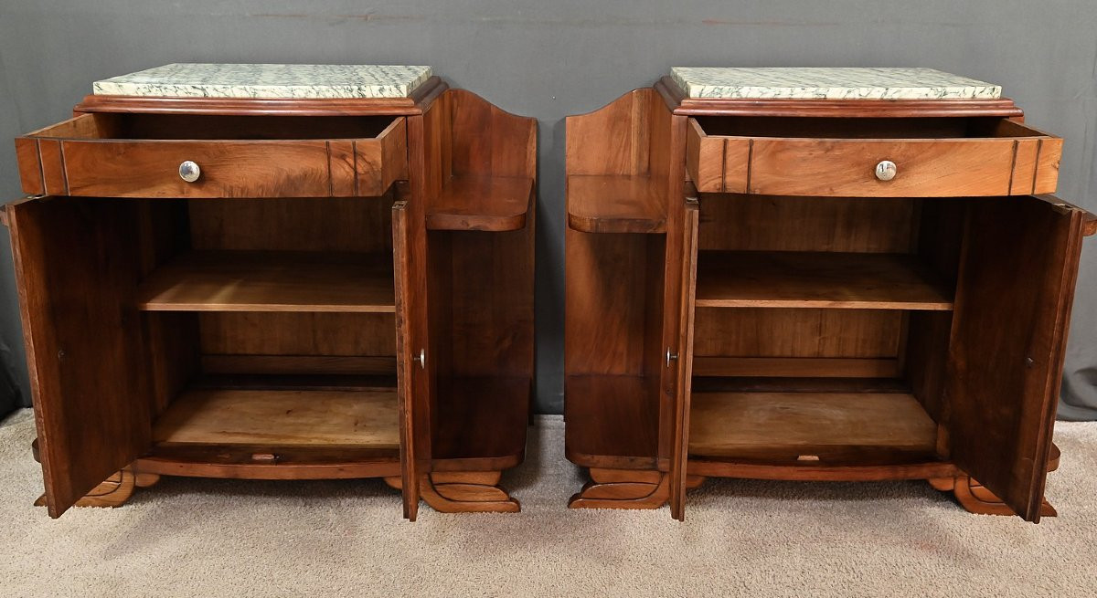 Pair Of Walnut Bedside Tables, Art Deco – 1920-photo-4