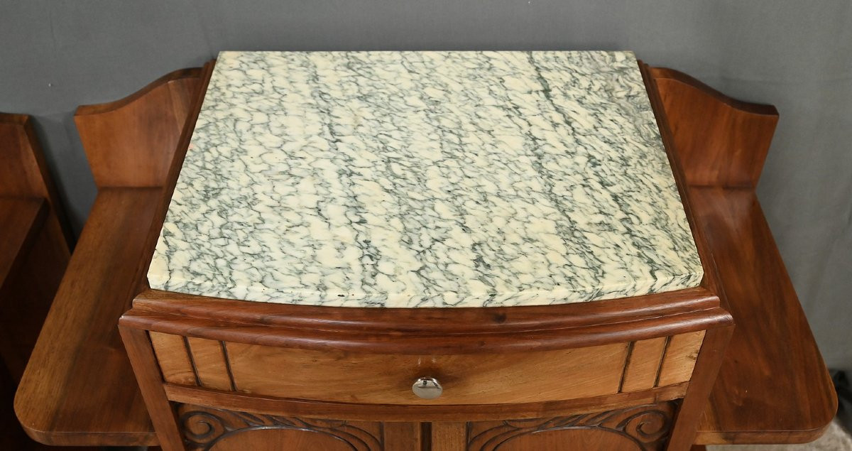 Pair Of Walnut Bedside Tables, Art Deco – 1920-photo-1