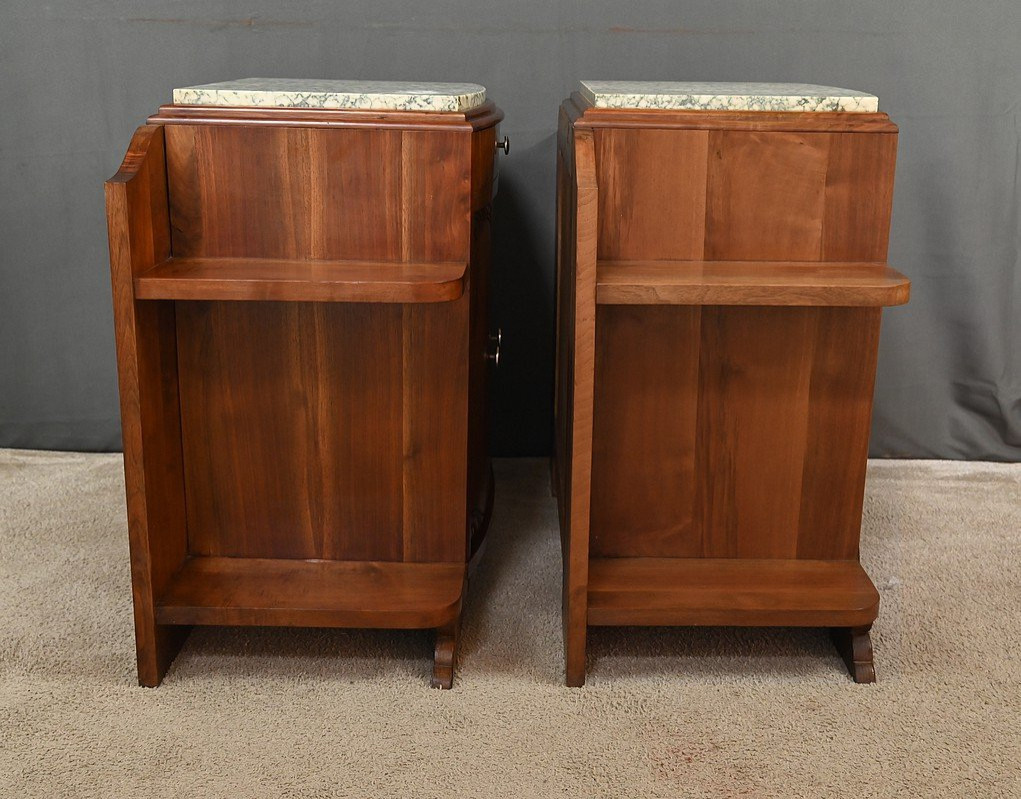 Pair Of Walnut Bedside Tables, Art Deco – 1920-photo-4