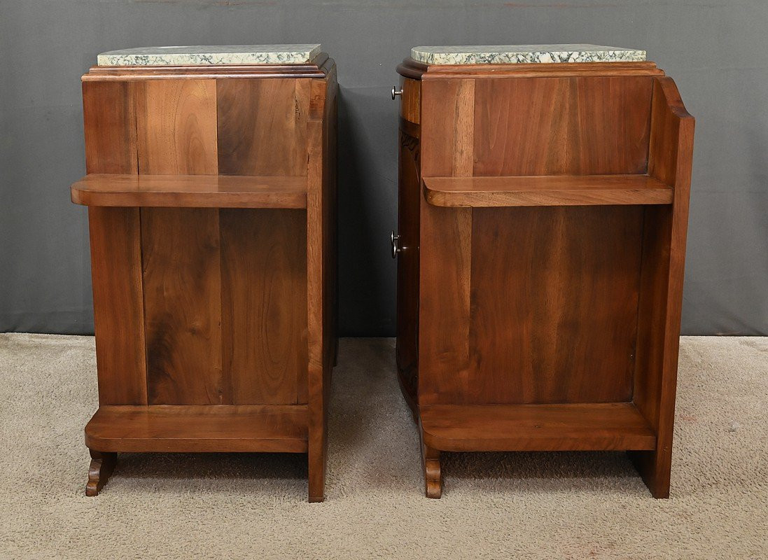 Pair Of Walnut Bedside Tables, Art Deco – 1920-photo-5