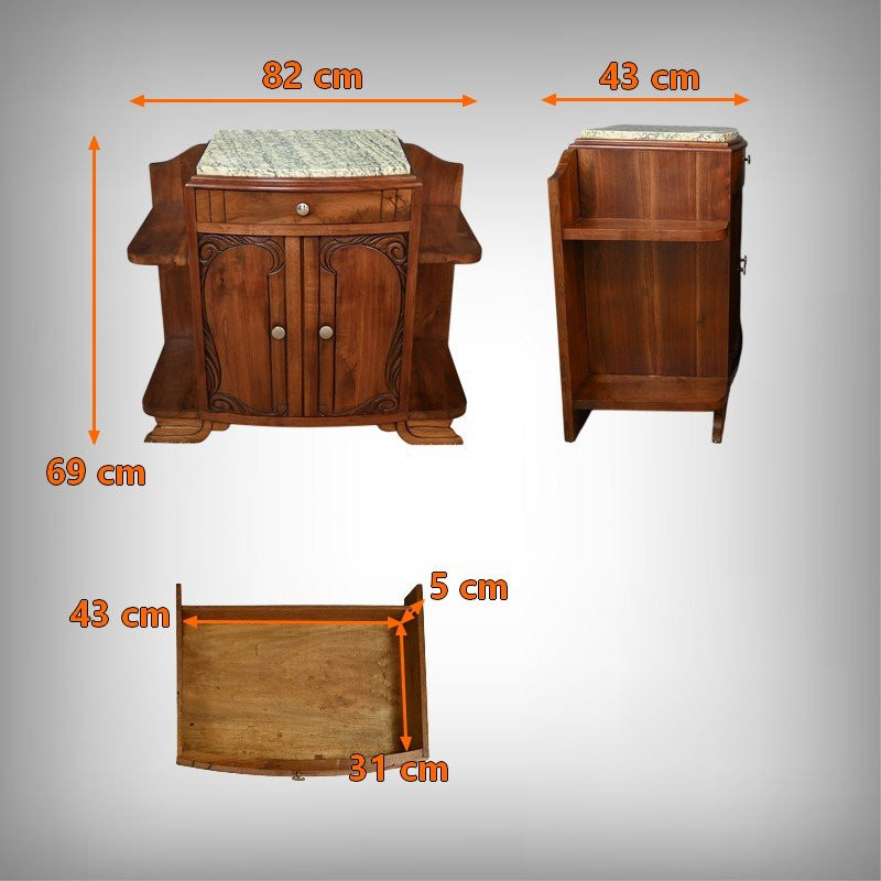 Pair Of Walnut Bedside Tables, Art Deco – 1920-photo-8