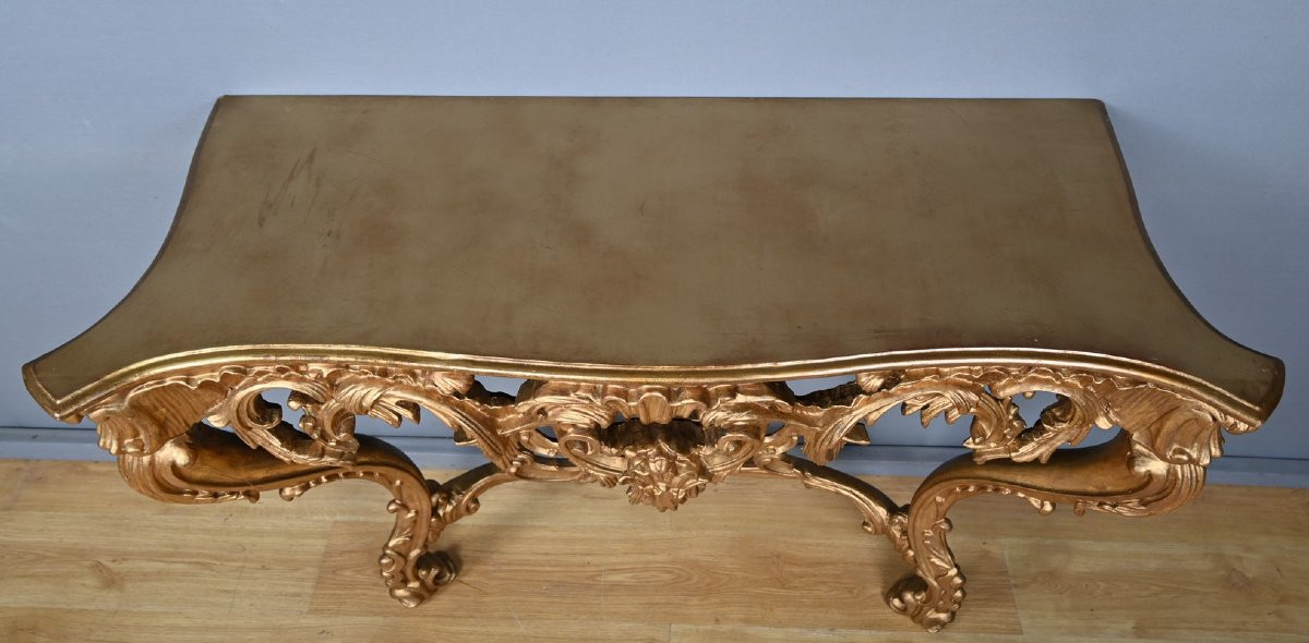 Important Giltwood Wall Console, Louis XV Style – Mid-20th Century-photo-1