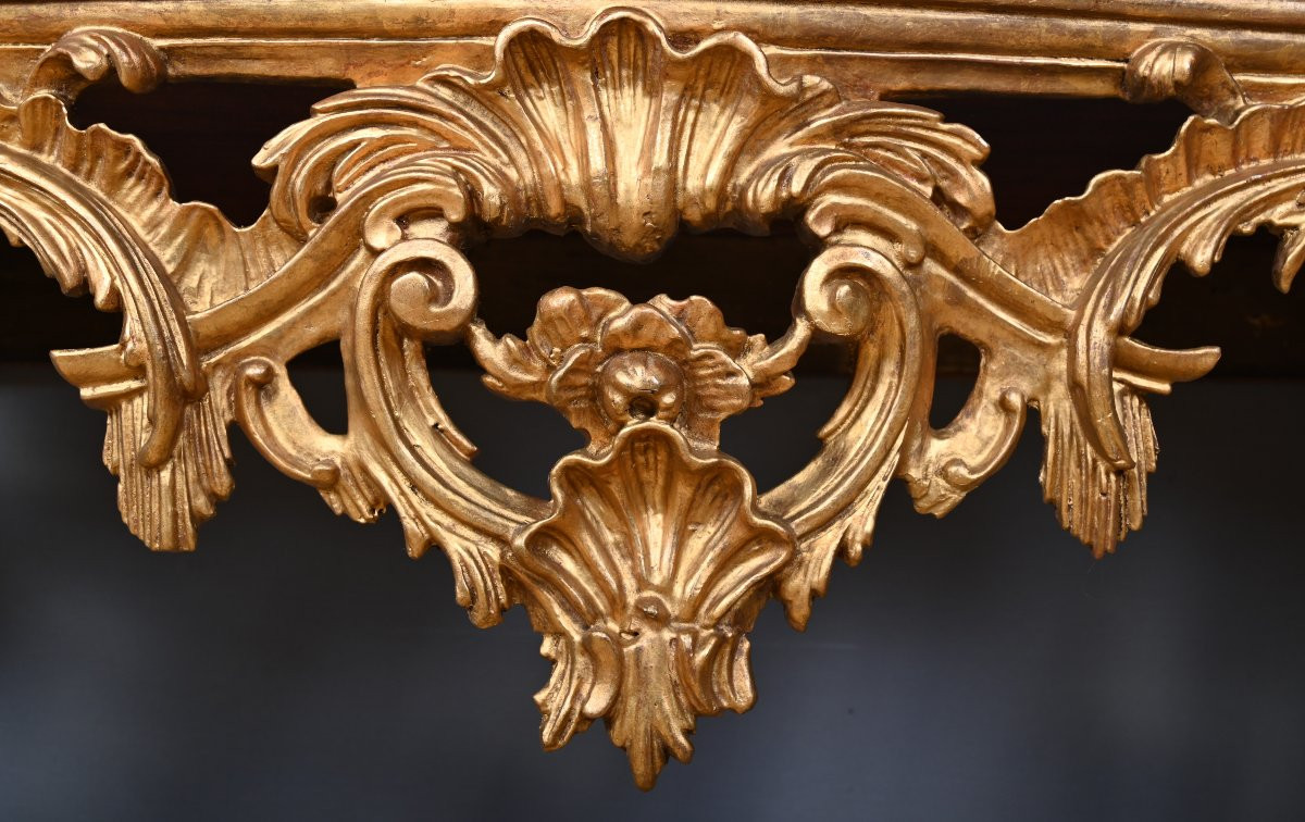 Important Giltwood Wall Console, Louis XV Style – Mid-20th Century-photo-4