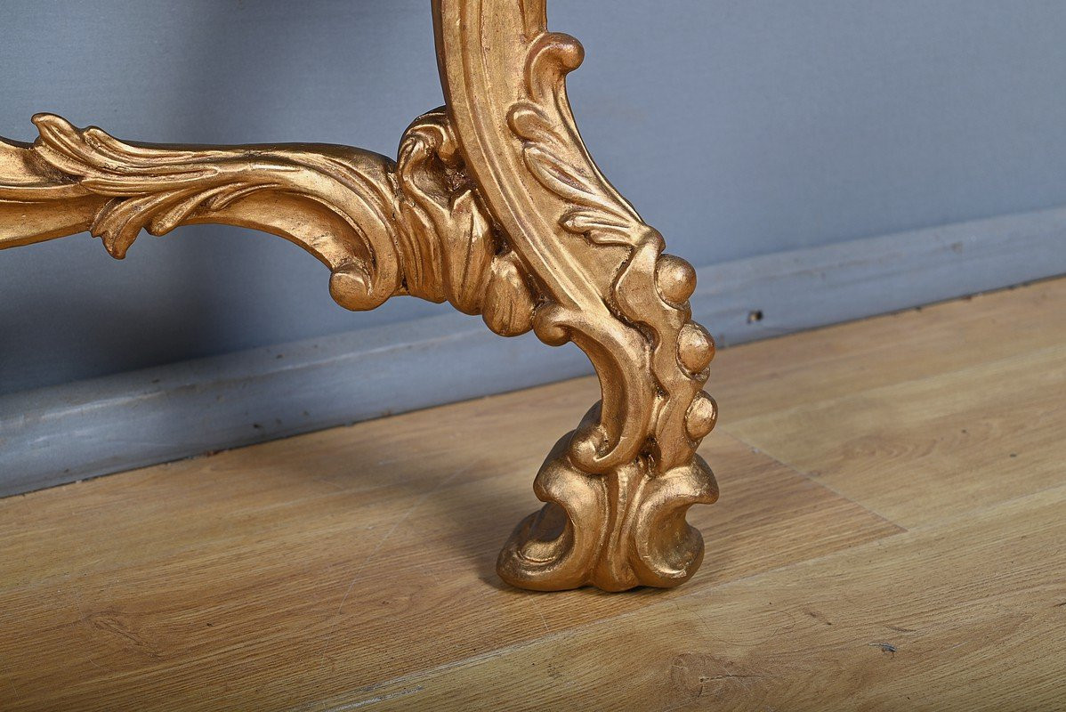 Important Giltwood Wall Console, Louis XV Style – Mid-20th Century-photo-6