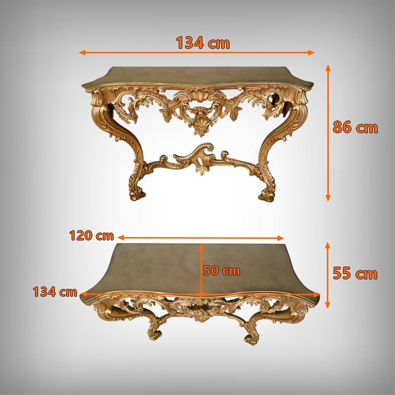 Important Giltwood Wall Console, Louis XV Style – Mid-20th Century-photo-8