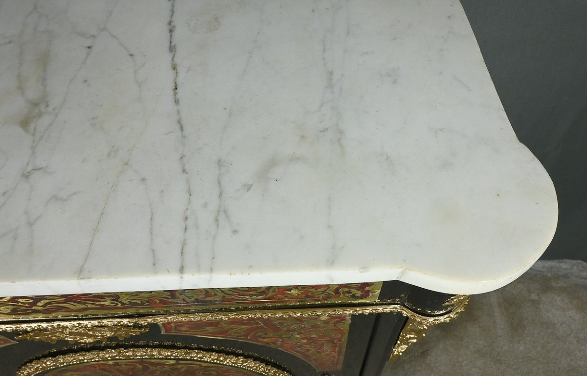 Meuble d’entre-deux en Marqueterie « Boulle », époque Napoléon III – Milieu XIXe-photo-1
