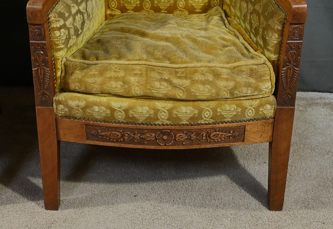 Paire de Fauteuils « Bergère » en Acajou, époque Empire – Début XIXe-photo-7