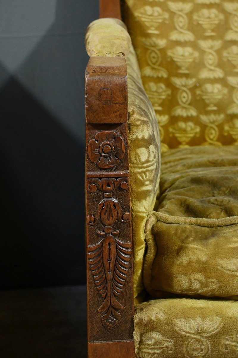 Paire de Fauteuils « Bergère » en Acajou, époque Empire – Début XIXe-photo-8